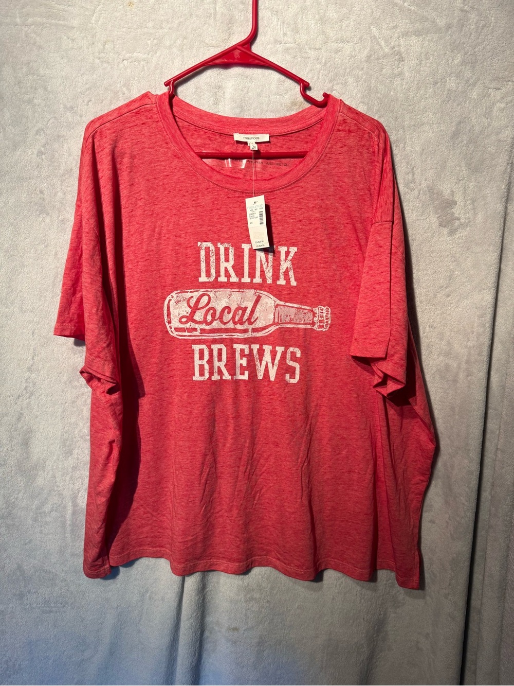 Maurices Red 'Drink Local Brews' Short Sleeve Tee